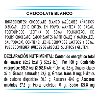 TABLILLA CHOC BLANCO 12/150g