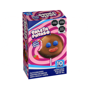 PALETA PAYASO CHOCO FRESA 12/10PZ