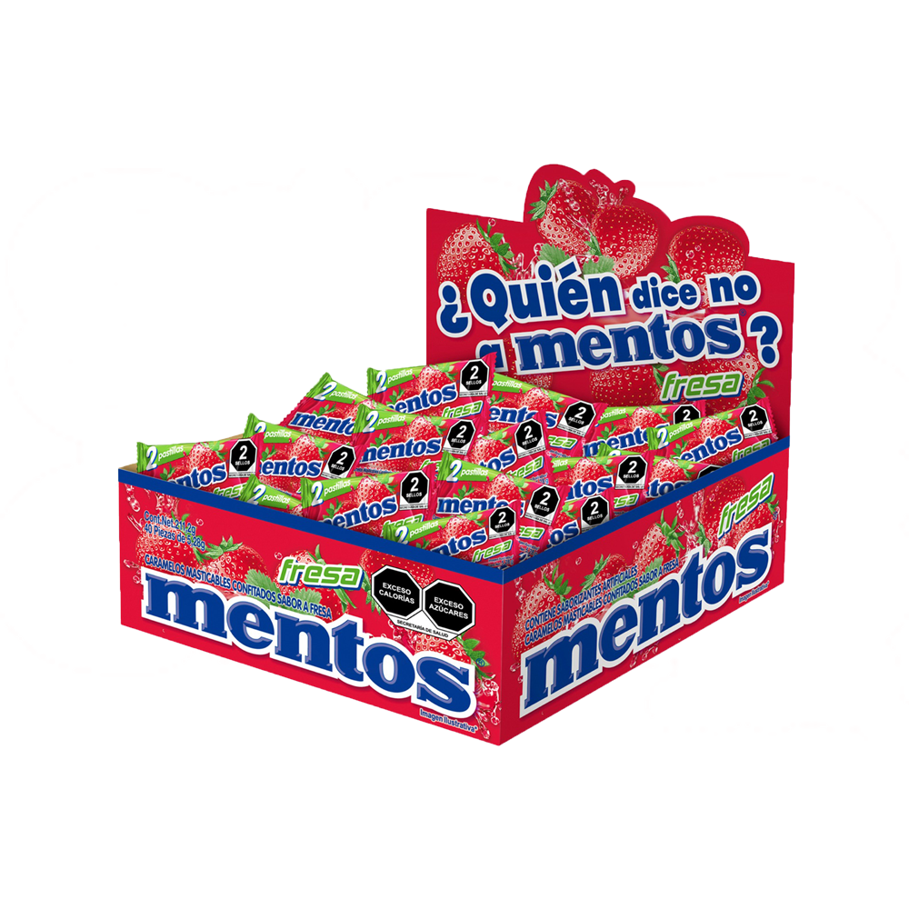 MENTOS BIPIEZA FRESA 10/40