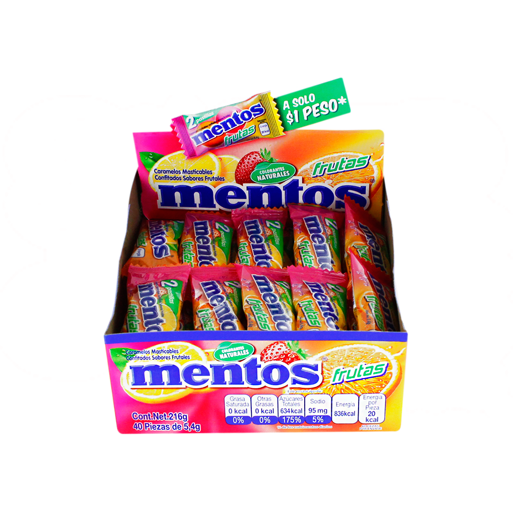 MENTOS BIPIEZA FRUTAS 10/40