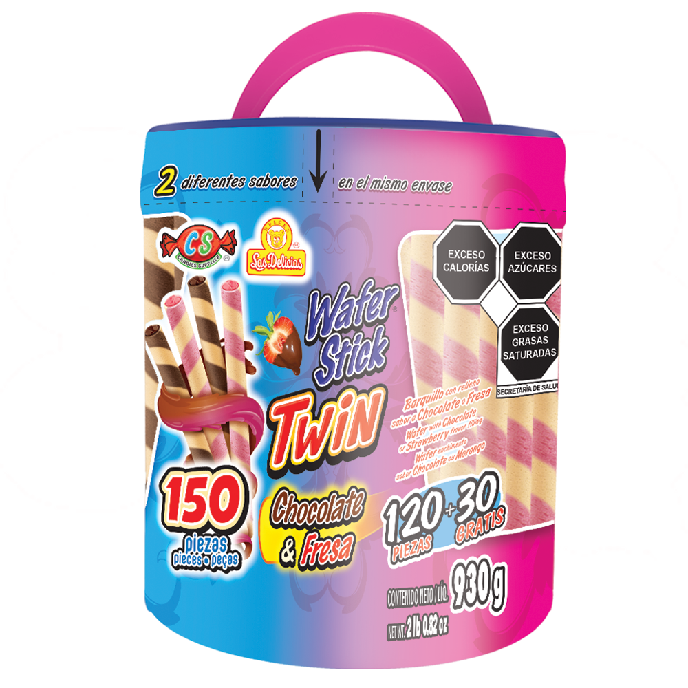 WAFER TWIN CHOC/FRESA 6/150