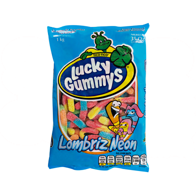 GUMMY LUCKY LOMBRIZ NEON 8/1k